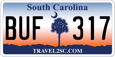 SC license plate BUF317
