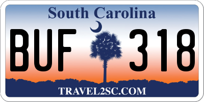 SC license plate BUF318