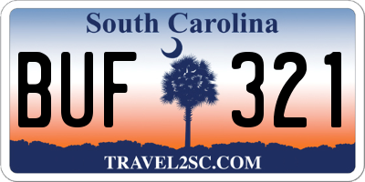 SC license plate BUF321
