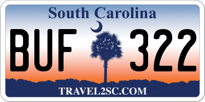 SC license plate BUF322