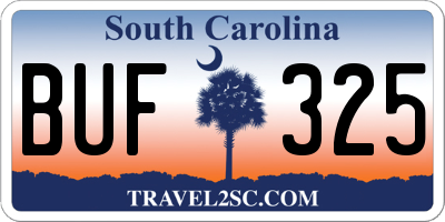 SC license plate BUF325