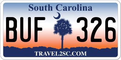 SC license plate BUF326