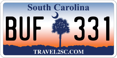 SC license plate BUF331