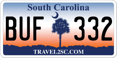 SC license plate BUF332
