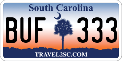 SC license plate BUF333