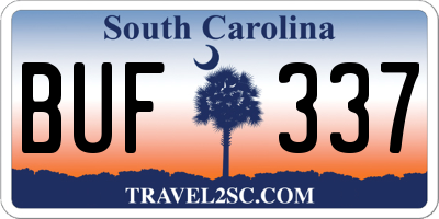SC license plate BUF337