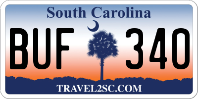 SC license plate BUF340