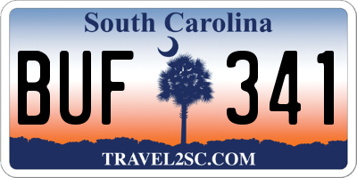SC license plate BUF341