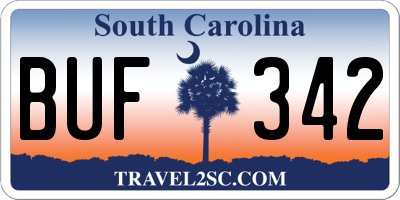 SC license plate BUF342