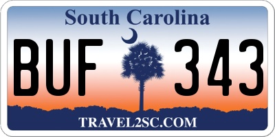 SC license plate BUF343