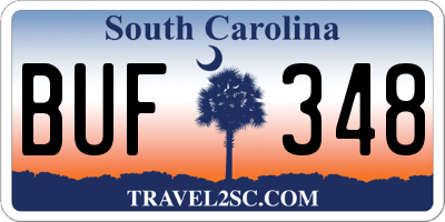SC license plate BUF348