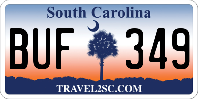 SC license plate BUF349