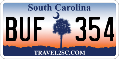 SC license plate BUF354