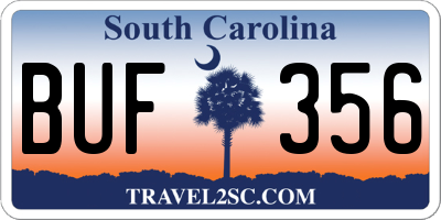 SC license plate BUF356