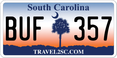 SC license plate BUF357
