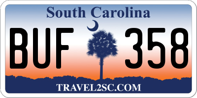 SC license plate BUF358