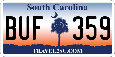 SC license plate BUF359