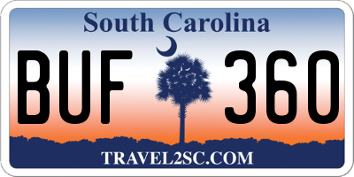 SC license plate BUF360