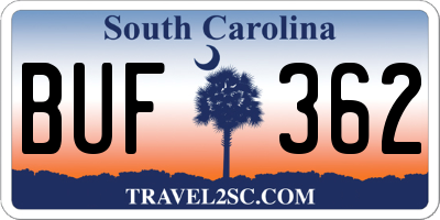 SC license plate BUF362
