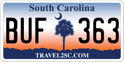 SC license plate BUF363