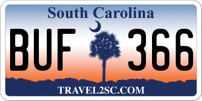 SC license plate BUF366