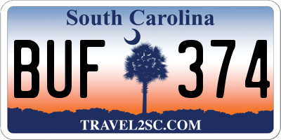 SC license plate BUF374