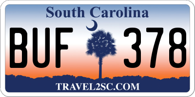 SC license plate BUF378