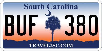SC license plate BUF380