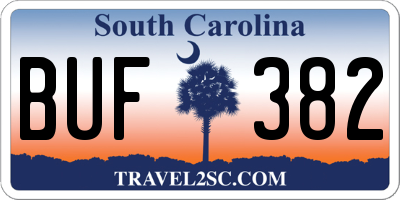 SC license plate BUF382