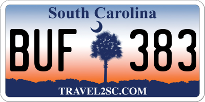 SC license plate BUF383