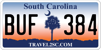 SC license plate BUF384