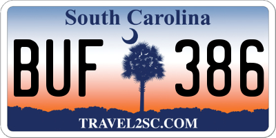 SC license plate BUF386