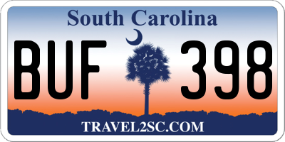 SC license plate BUF398