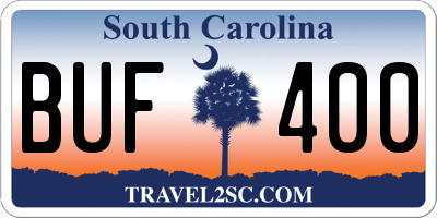 SC license plate BUF400