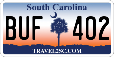 SC license plate BUF402