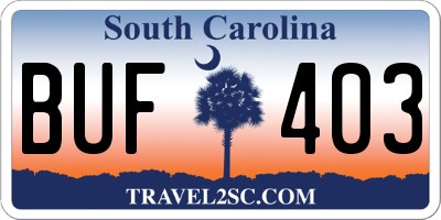 SC license plate BUF403