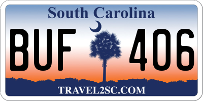 SC license plate BUF406