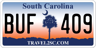 SC license plate BUF409