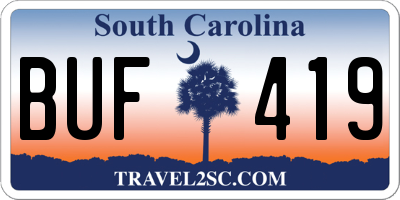 SC license plate BUF419