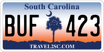 SC license plate BUF423