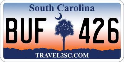 SC license plate BUF426