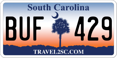SC license plate BUF429