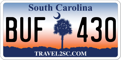 SC license plate BUF430