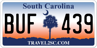SC license plate BUF439