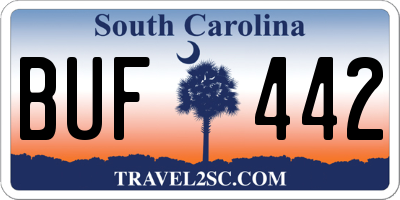 SC license plate BUF442
