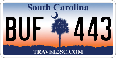 SC license plate BUF443