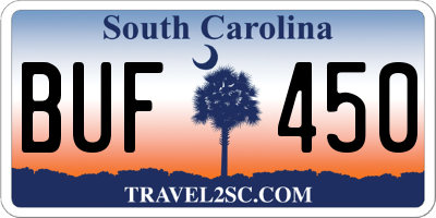 SC license plate BUF450