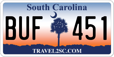 SC license plate BUF451