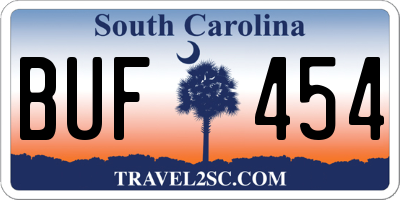 SC license plate BUF454