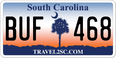SC license plate BUF468